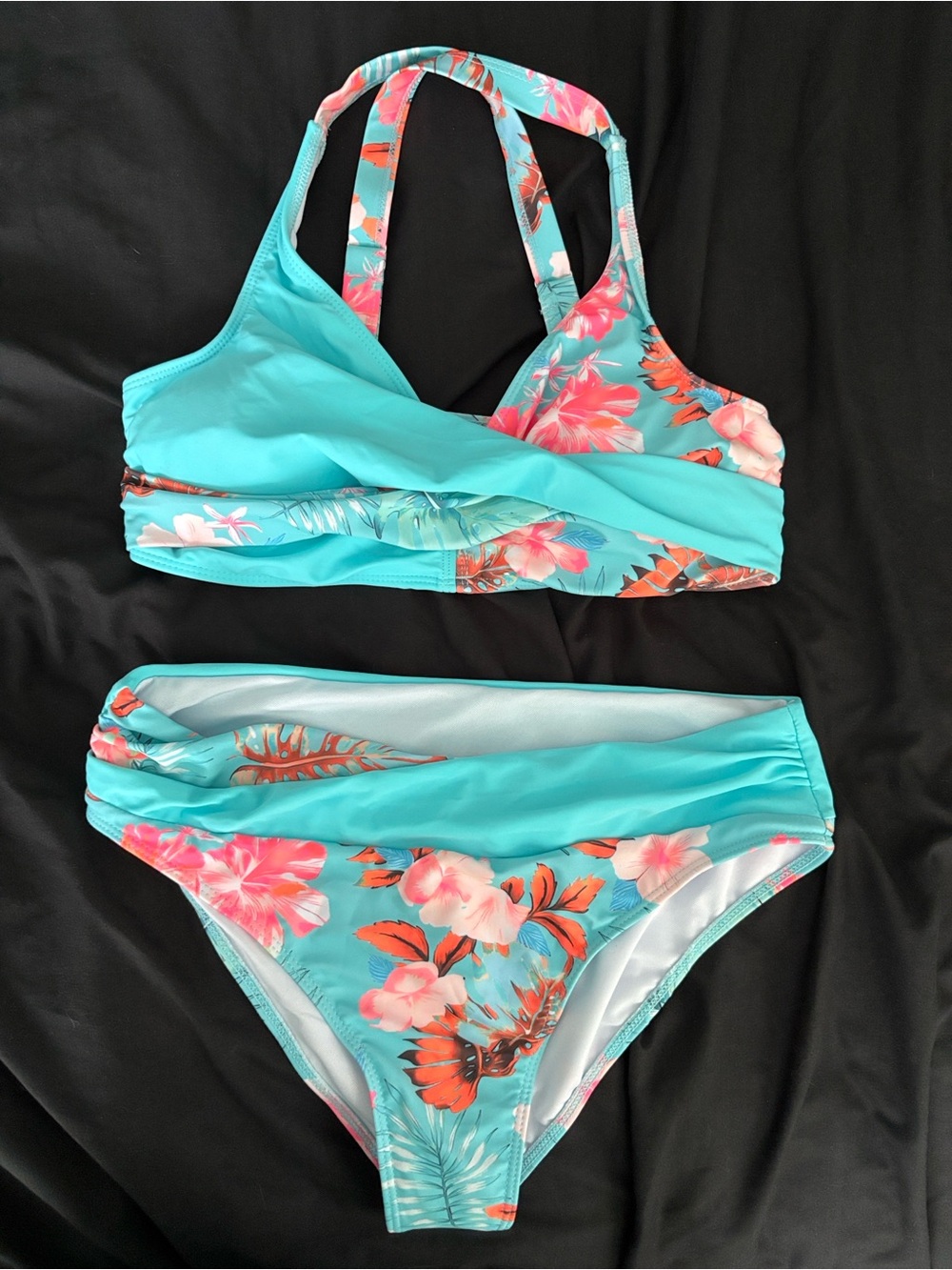 Turquoise Tropical Floral Bikini Set